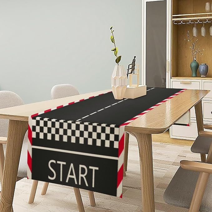 Racetrack Table Runner Runway Road Sport Racing Theme Spring Seasonal Dinner - Image 2