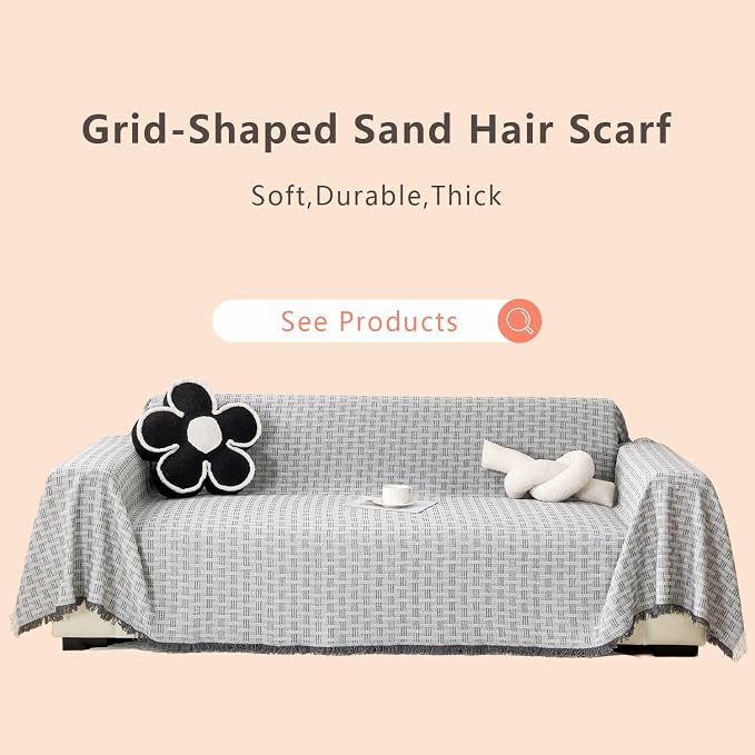 Grey Couch Cover Blanket Cute Geometrical Jacquard Washable Sofa Cover - Image 2