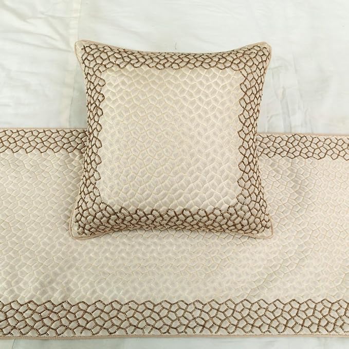 The HomeCentric King/Queen/Twin Ivory & Gold Designer CA King 86"x18" Bed Runner - Image 2