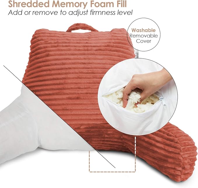 Hearth & Harbor Reading Pillow for Bed Adult – Back Pillow for Sitting in Bed - Image 5