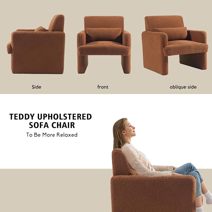 Gaussen Sherpa Accent Chair Mid Century Modern Living Room Chairs - Image 5
