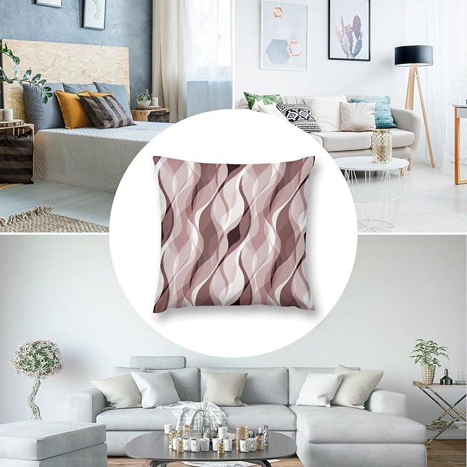 Pink Throw Pillow Covers Modern Abstract Pink and Grey Striped Decorations - Image 6