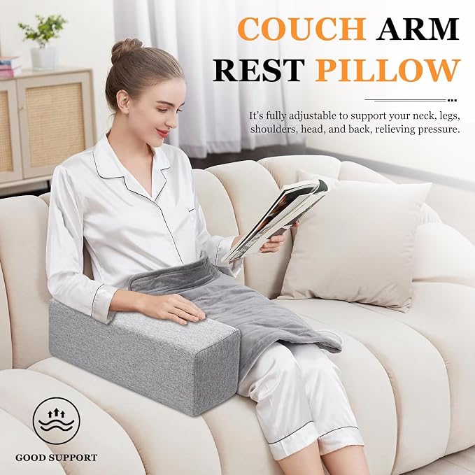 Couch Arm Rest Pillow, Linen Armrest Cushion, High Density Foam Armrest Cushion - Image 2
