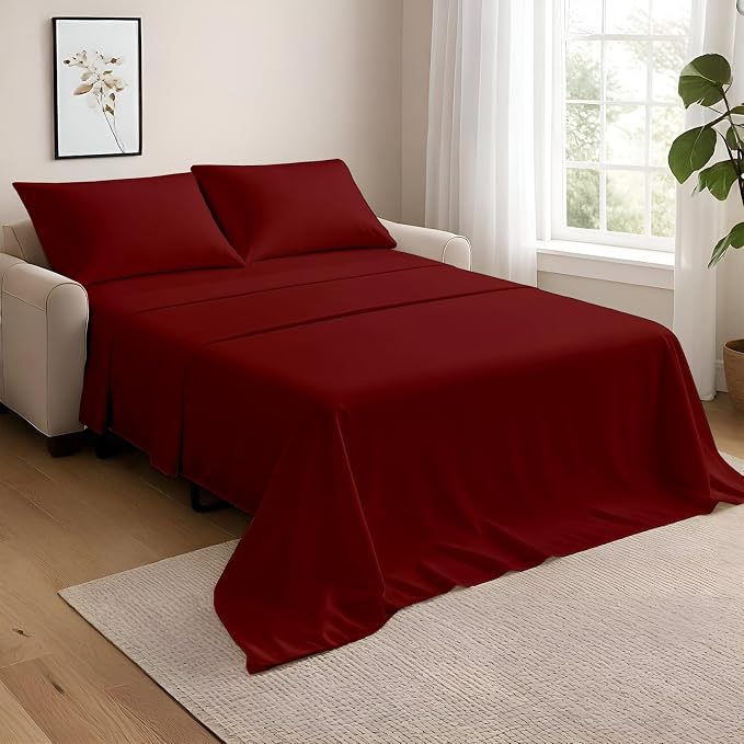 NON Sticky cotton Twin Size Sleeper Sofa Sheets, 4 Piece Egyptian Cotton Bed by Non-StickyCotton