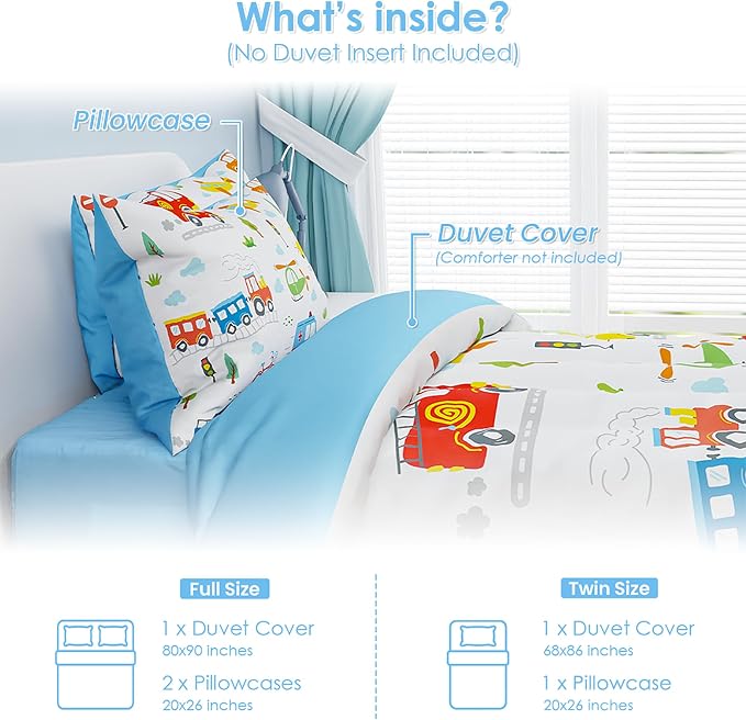 SANDJEST Transportation Duvet Cover Sets Full Size - Image 2