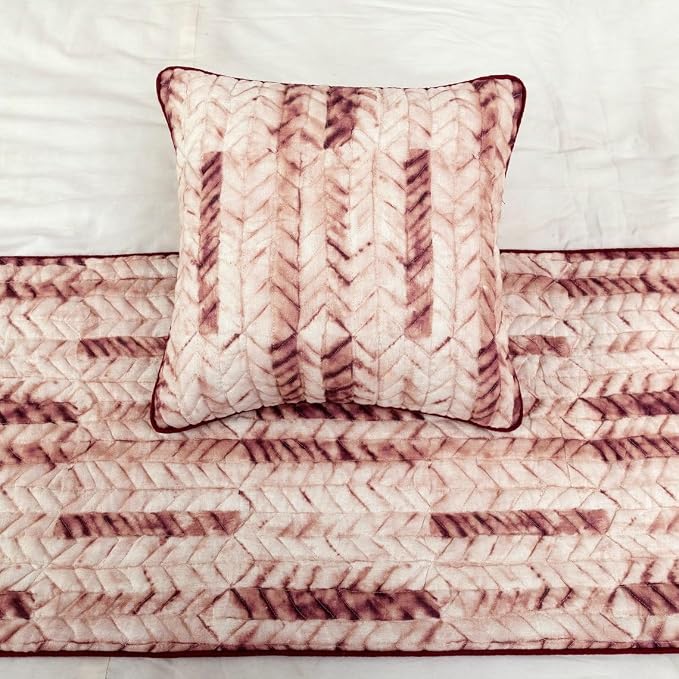 The HomeCentric King/Queen/Twin Maroon & Ivory Decorative King 90"x18" Bed - Image 2