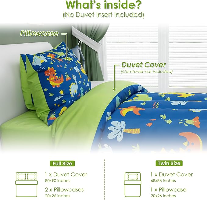 SANDJEST Dinosaur Design Duvet Cover Sets Full Size - Image 2