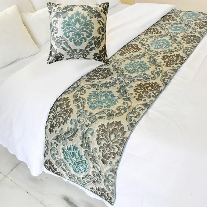 The HomeCentric King/Queen/Twin Blue Designer Twin 53"x18" Bed Runner by TheHomeCentric