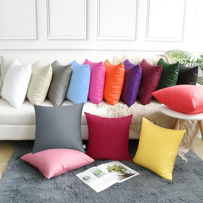 4-Pack 100% Cotton Comfortable Solid Decorative Throw Pillow Case Square - Image 4
