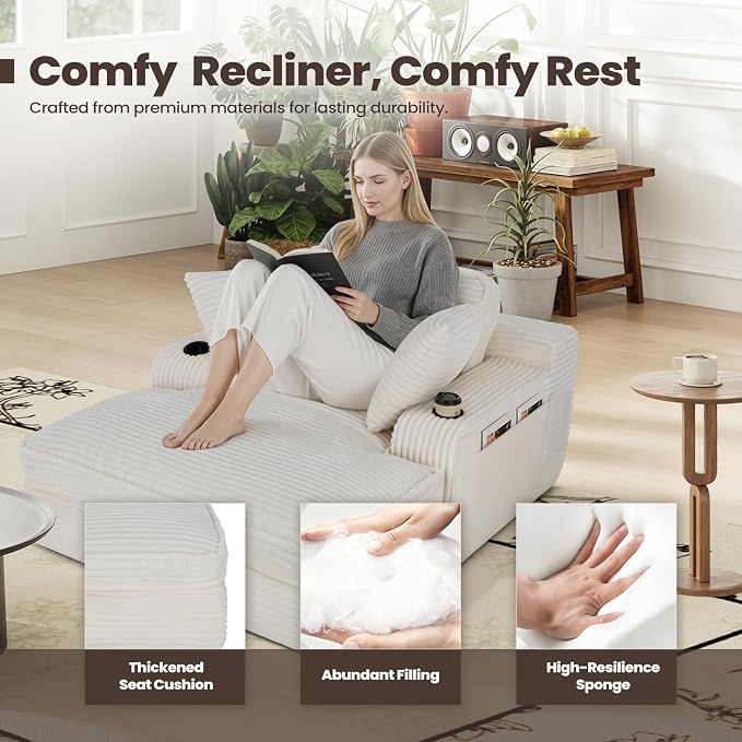 67" Chaise Lounge Chair Indoor, Cozy Oversized Fluffy Sofa - Image 5
