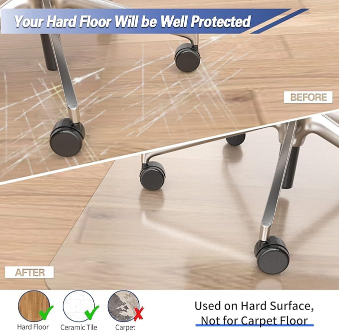 Amyracel Chair Mat for Hardwood Floor, 35” x 55” Computer Desk Chair Mat for - Image 3
