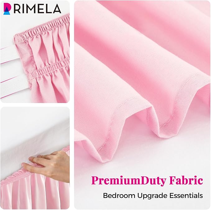 RIMELA Bed Skirt Full Size Dusty Pink 15 Inch Drop, Wrap Around Elastic Bedskirt - Image 8