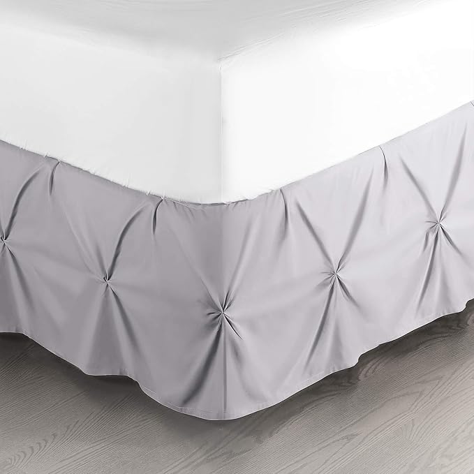 Nestl Grey Lavender Bed Skirt Queen Size, Pinch Pleat Queen Bed Skirt, Hotel by Nestl