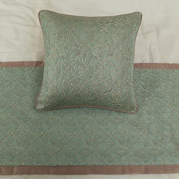 The HomeCentric King/Queen/Twin Blue & Beige Decorative Queen 74"x18" Bed Runner - Image 6