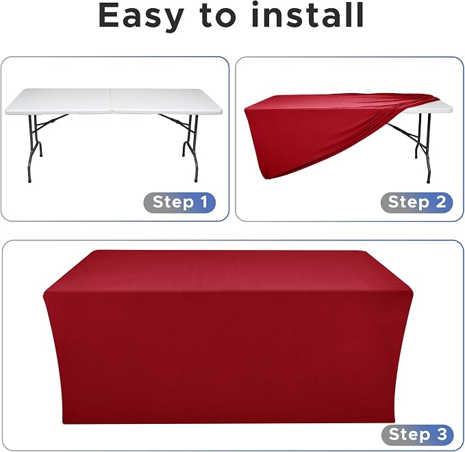 Nasitos Fitted Red Tablecloths for 8 Foot Tables - Image 4
