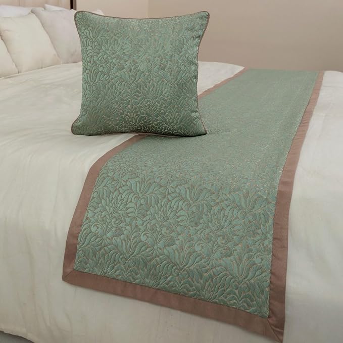 The HomeCentric King/Queen/Twin Blue & Beige Designer Full 68"x18" Bed Runner - Image 4