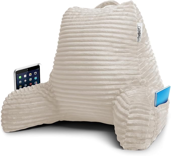 Nestl Reading Pillow with Shredded Memory Foam, Luxe Cut Plush Back Pillow by Nestl
