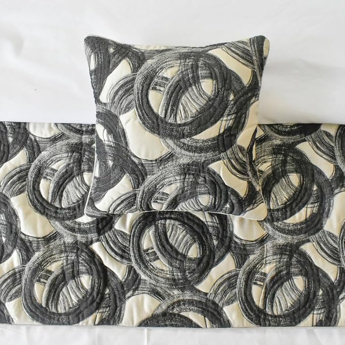 The HomeCentric King/Queen/Twin Black Decorative Twin 53"x18" Bed Runner - Image 3