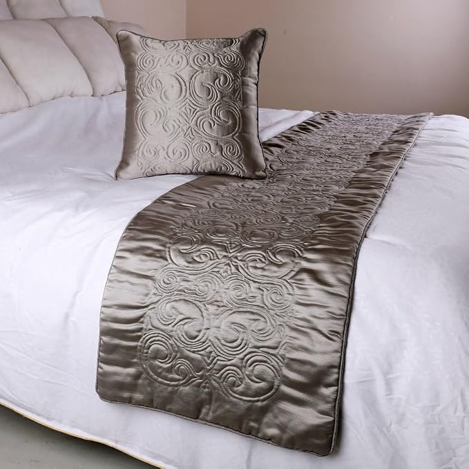 The HomeCentric Decorative Silver Full 68 x 18 inch Bed Runner - Image 4
