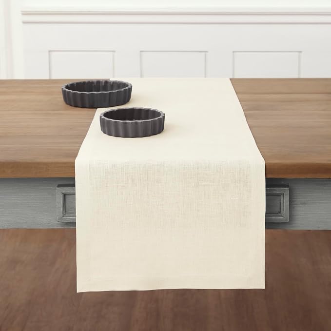 Solino Home Linen Ivory Table Runner 72 Inches Long by SolinoHome