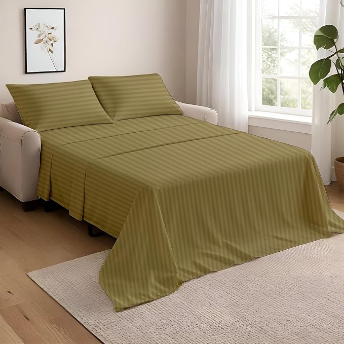 NON Sticky cotton Queen Size Sleeper Sofa Sheets, 4 Piece Egyptian Cotton Bed by Non-StickyCotton