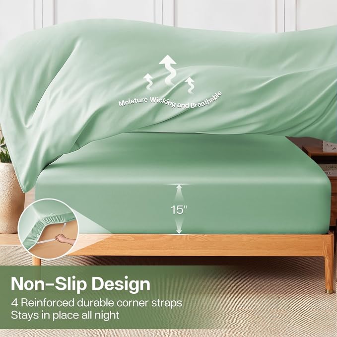 MR&HM Full Fitted Sheet Only, Ultra-Soft Rayon Derived from Bamboo & Polyester - Image 6