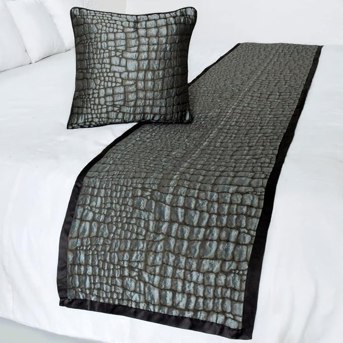 The HomeCentric King/Queen/Twin Blue & Grey Designer King 90"x18" Bed Runner - Image 5