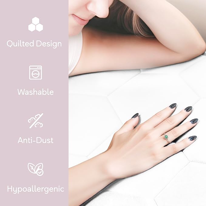 Hearth & Harbor 2 Pack Queen Size Quilted Fitted Mattress Pad Cover, 100% - Image 5