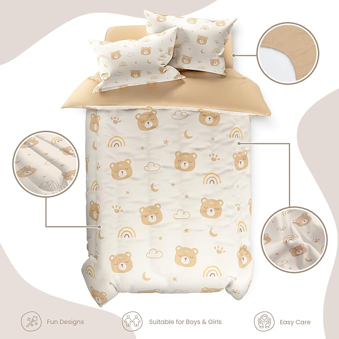 SANDJEST Bear Comforter Set Twin Size 68x86in - Image 2