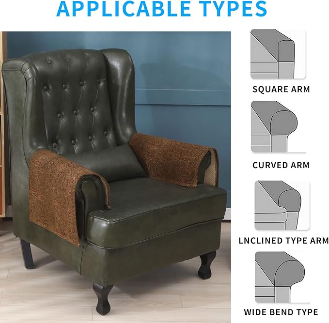 MINJIATEX Couch arm Covers, Non-Slip lace Sofa arm Cover Set of 2 Washable Sofa - Image 5