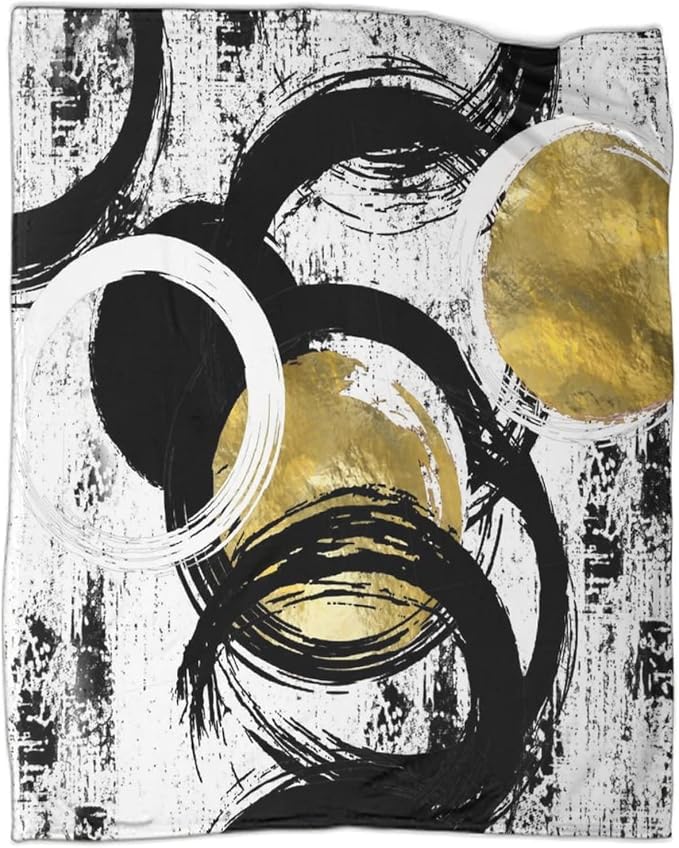 Black White Modern Abstract Fleece Blanket by Kazynee