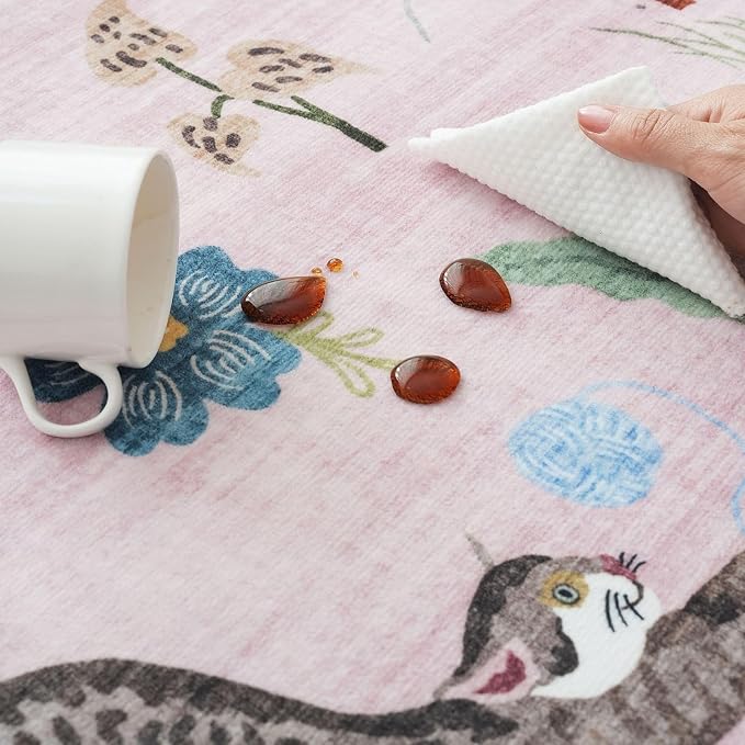 Rugcomf Bedroom Rug 3x5 Rug Washable Area Rug Non Slip Low Pile Boho Floral - Image 7