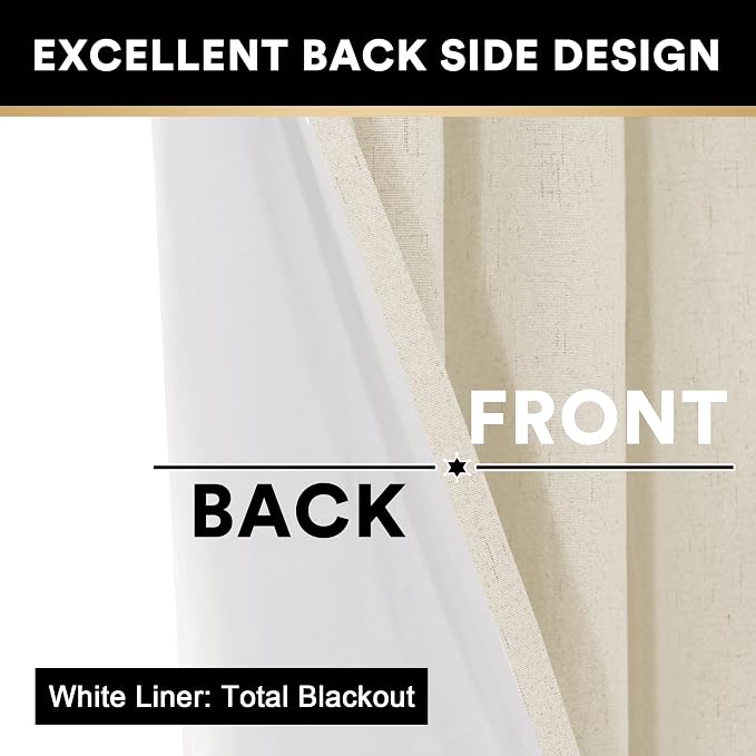 PrinceDeco 100% Blackout Linen Curtains - Image 4