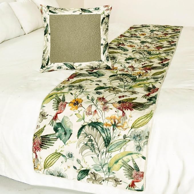 The HomeCentric King Queen Twin Ivory & Multi Designer Queen 74"x18" Bed Runner - Image 4