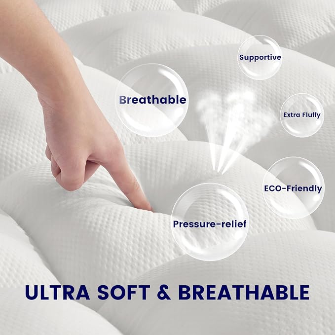 SLEEP ZONE Mattress Topper King Size, Extra Thick Fitted Mattress Pad - Image 4