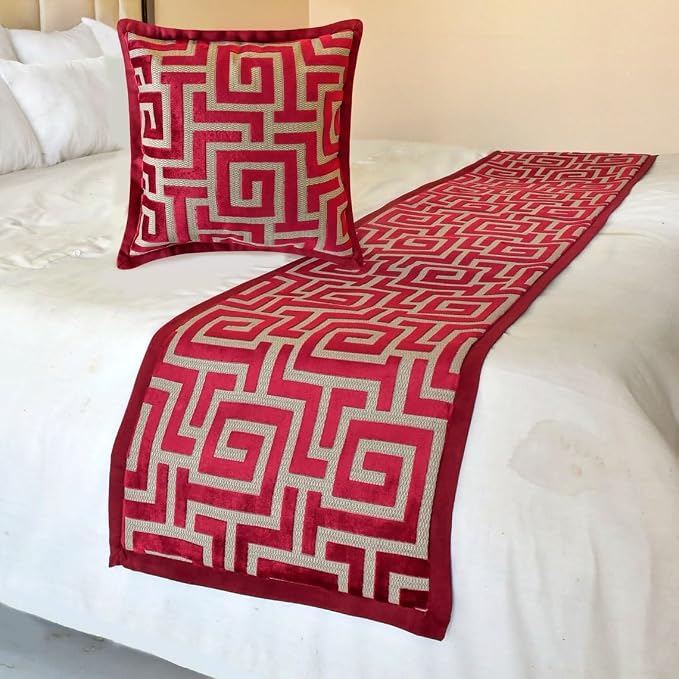 The HomeCentric King/Queen/Twin Red Decorative Queen 74"x18" Bed Runner - Image 5
