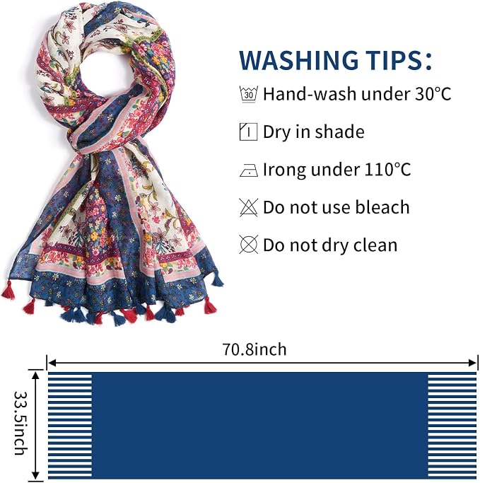 Scarf for Women Lightweight Soft Floral Leopard Printed Scarves Fall Winter - Image 3