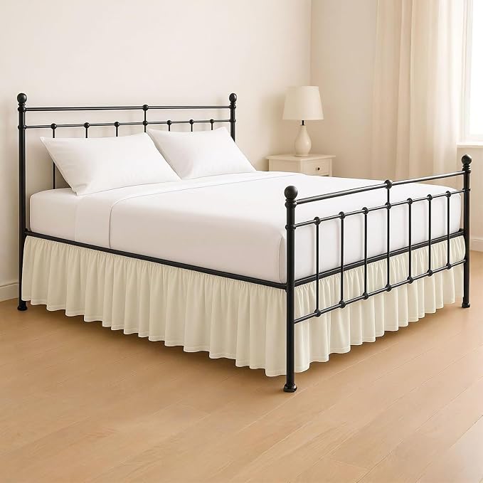 KRISHNA Ruffled Bed Skirt with Split Corners King, 100% Microfiber Hotel Quality by Unknown