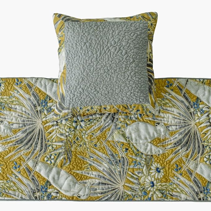 The HomeCentric King/Queen/Twin Grey & Yellow Decorative CA King 86"x18" Bed - Image 2