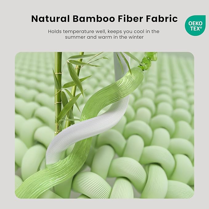 Bamboo Mattress Topper Full Size 3 Inch, Cooling Gel & Bamboo Charcoal Memory - Image 4