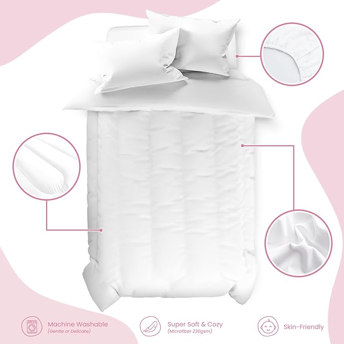 SANDJEST White Duvet Cover Sets Full Size - Image 3