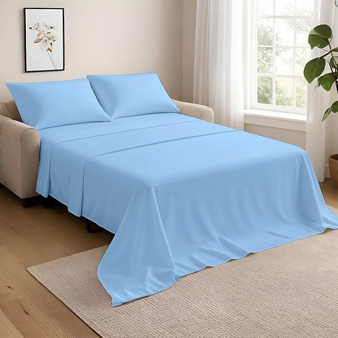 NON Sticky cotton Queen Size Sleeper Sofa Sheets, 4 Piece Egyptian Cotton Bed by Non-StickyCotton