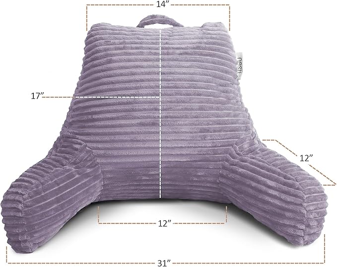 Nestl Reading Pillow with Shredded Memory Foam, Luxe Cut Plush Back Pillow - Image 2