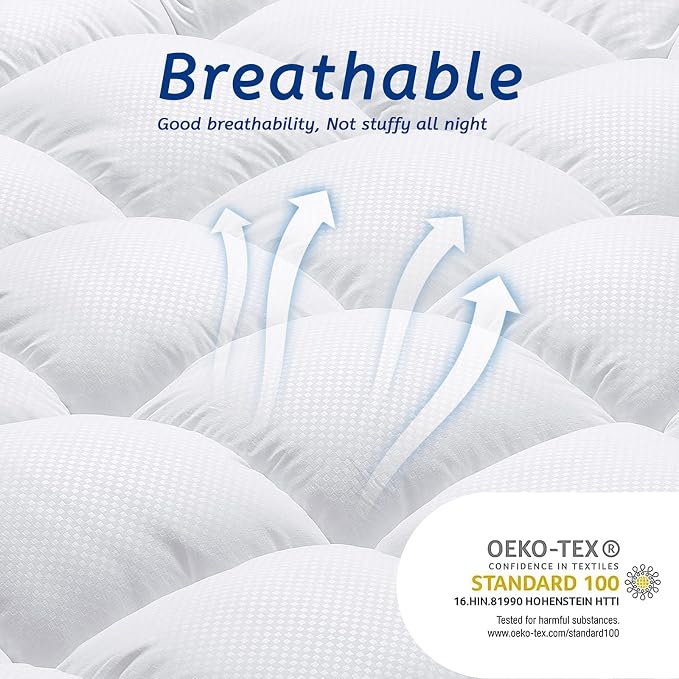 King Size Mattress Topper for Back Pain, Cooling Extra Thick Mattress Pad Cover - Image 4