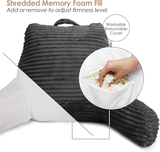 Hearth & Harbor Reading Pillow for Bed Adult – Back Pillow for Sitting in Bed - Image 5