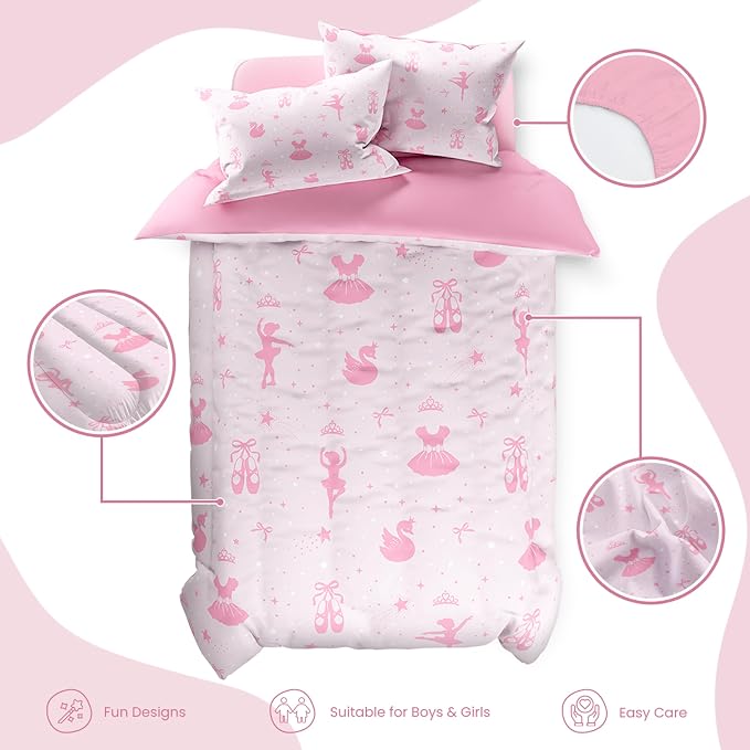 SANDJEST Ballerina Comforter Set Twin Size 68x86in - Image 2