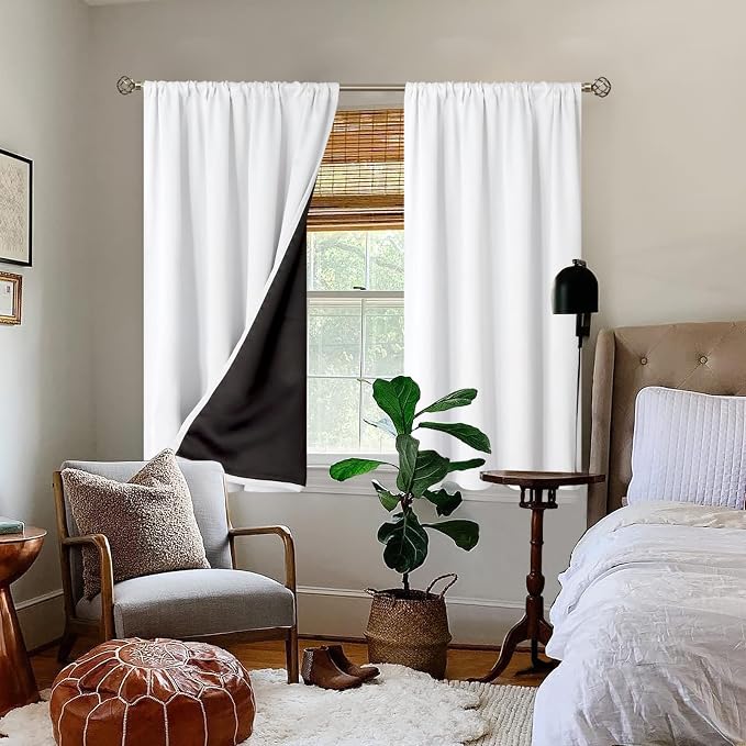 BGment White Blackout Curtains for Bedroom 54 Inch Length, Short Thermal - Image 2