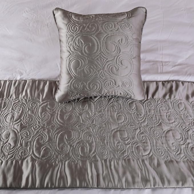 The HomeCentric Decorative Silver Full 68 x 18 inch Bed Runner - Image 5