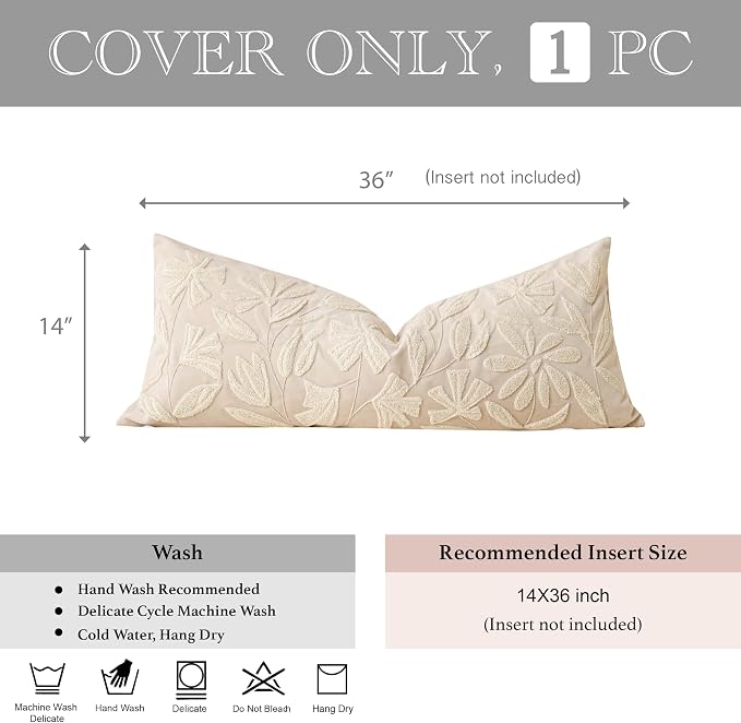 BlissBlush Light Beige Velvet Decorative Long Lumbar Pillow Cover 14x36 - Image 5