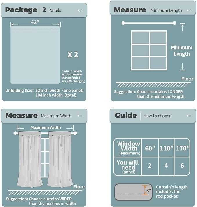BGment 100% Blackout Curtains for Bedroom 63 Inch Length 2 Panels, Thermal - Image 8